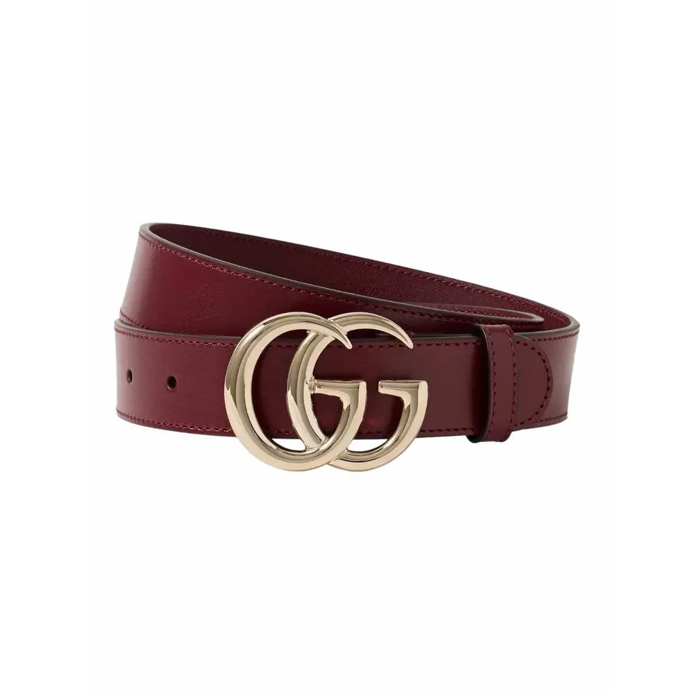 Gucci GG Marmont Belt Red Leather Gold Buckle Women Size 95/38